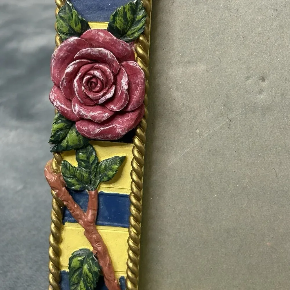 Vintage Hand painted 3D Floral Resin Picture Frame 3.5x5
